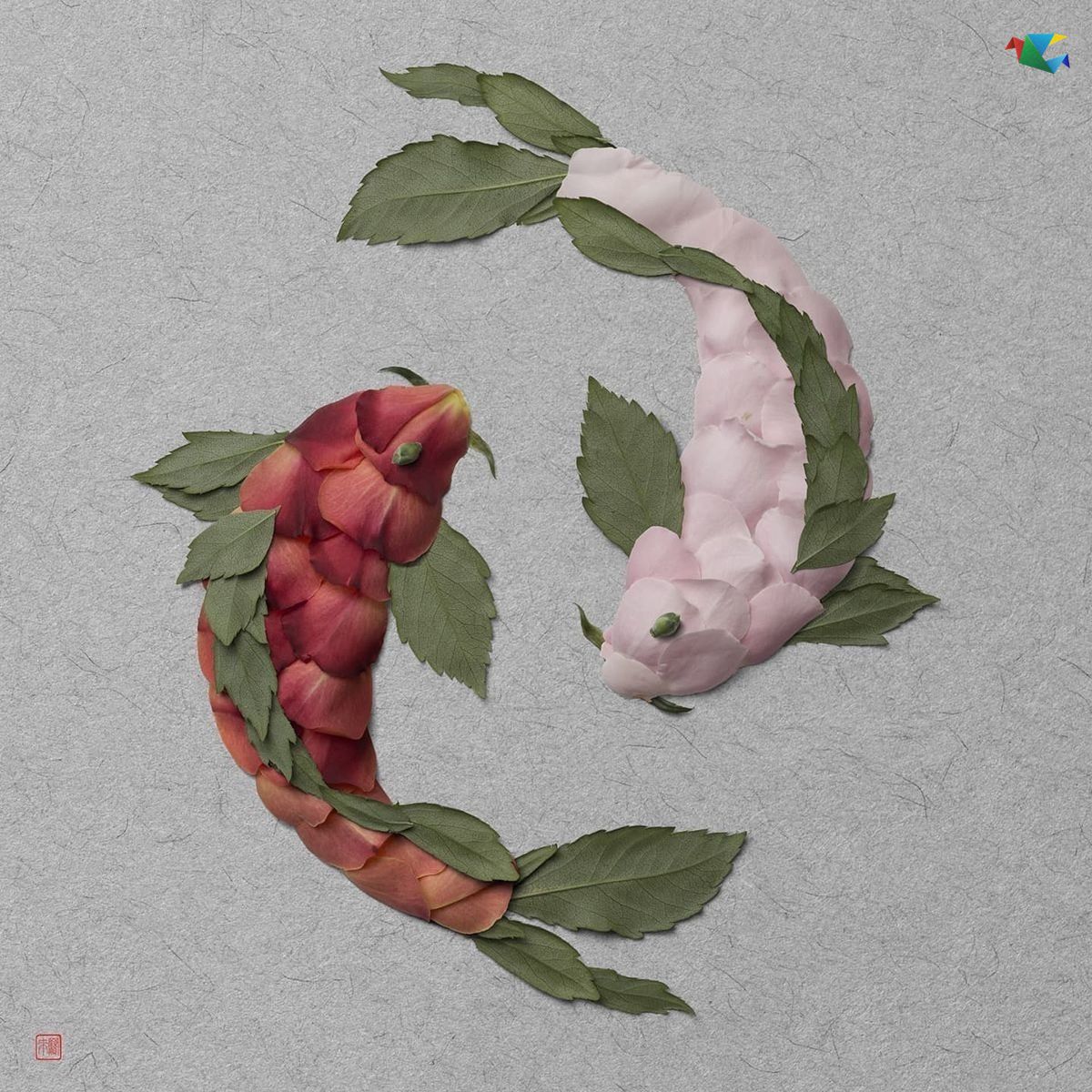 Скульптура насекомого из лепестков